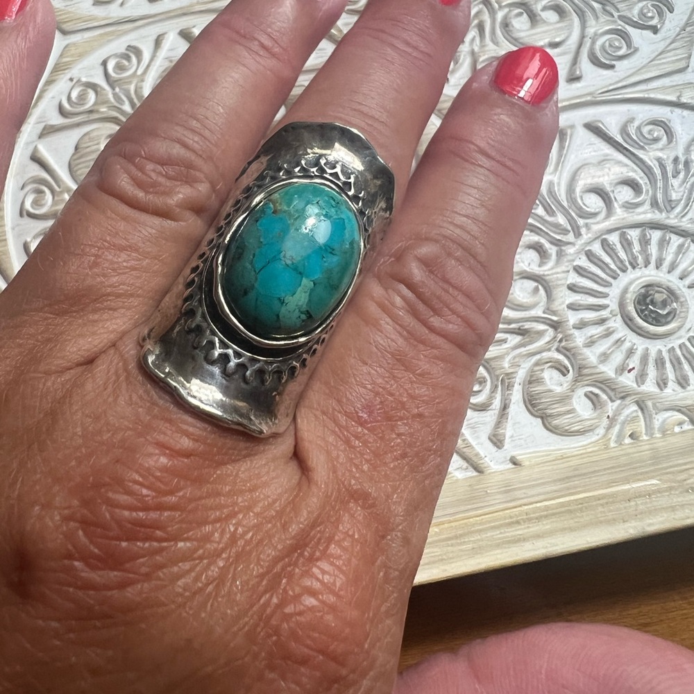 Sterling Silver Large Turquoise Eilat Stone Handmade Ring Lk Sundance Catalog